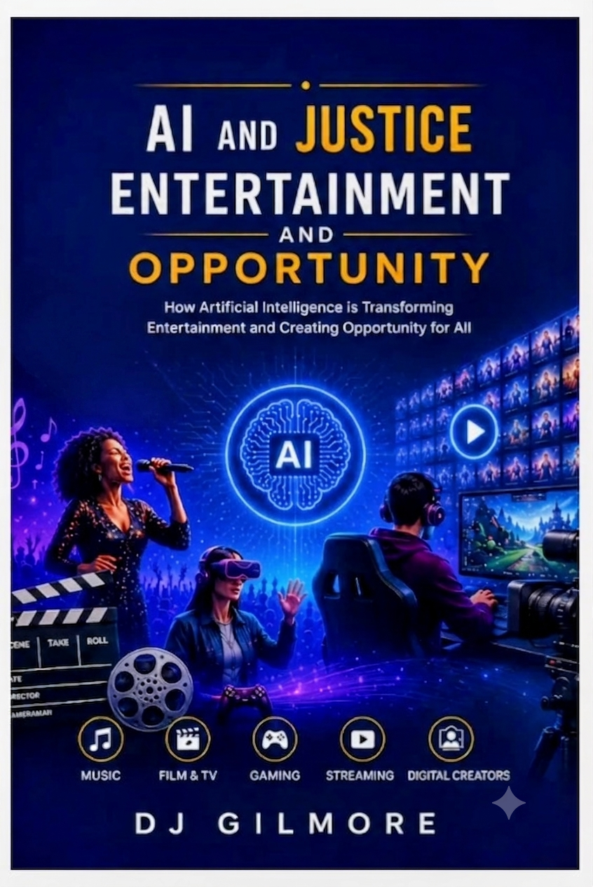 AI and Justice: Entertainment and Opportunity book cover by DJ Gilmore